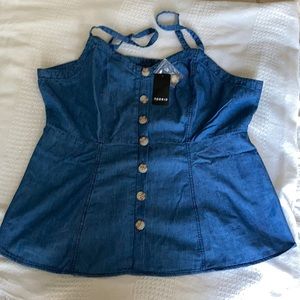 Denim Chambray FitnFlare Top